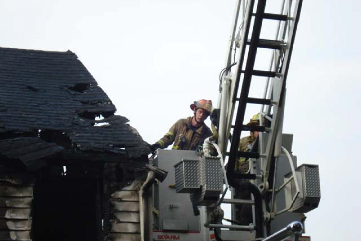 Ladder Next to the Structure Fire 2