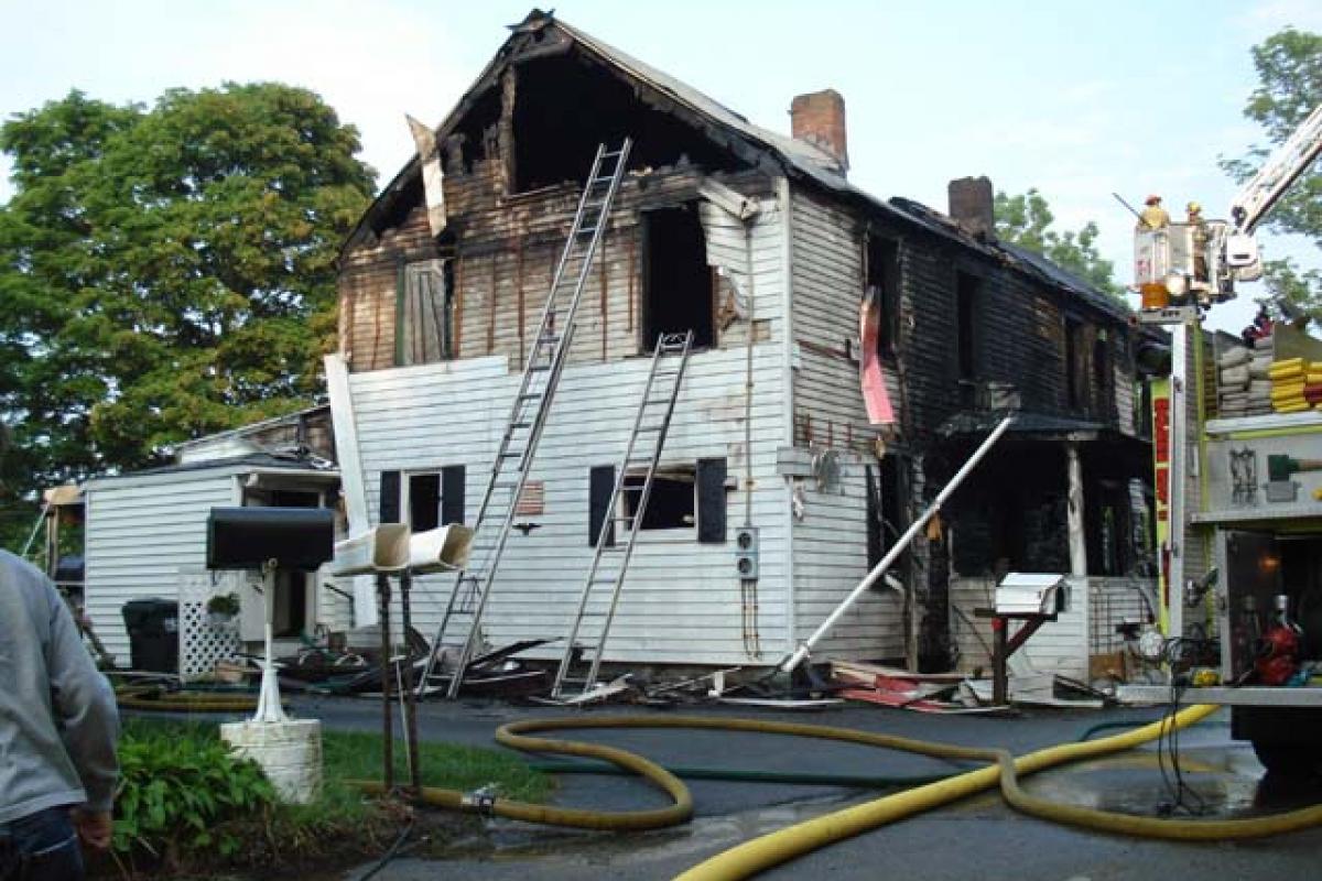Front View of the Structure Fire Aftermath
